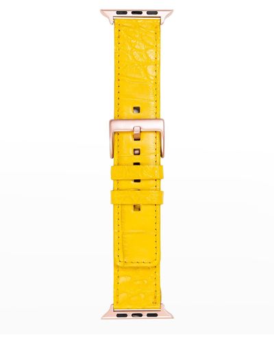 Abas Apple Watch® Matte Alligator Watch Strap, Rose Gold Finish - Metallic