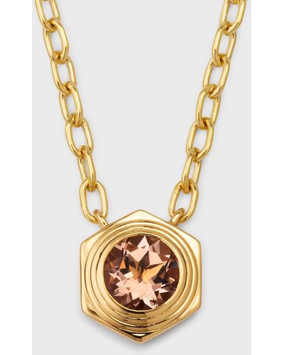 Harwell Godfrey Hexed Single Morganite Pendant Necklace - Metallic