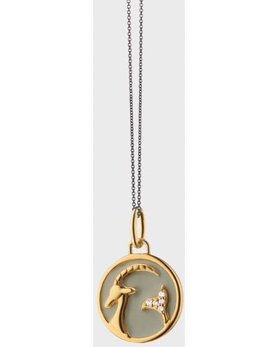Monica Rich Kosann 18K Vermeil Capricorn Enamel Zodiac Charm Necklace - Metallic