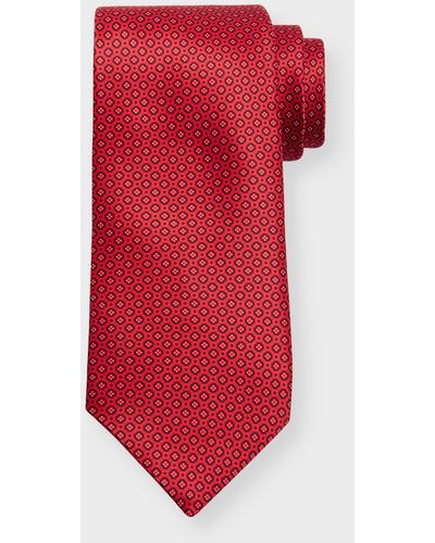 Stefano Ricci Silk Micro-geometric Tie - Red