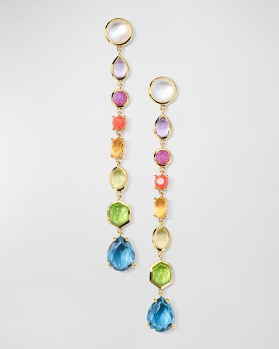 Ippolita 18k Rock Candy Small 8-stone Linear Drop Earrings In Summer Rainbow - White