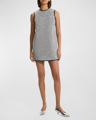 Theory Tweed Canvas Sleeveless Mini Dress - Gray