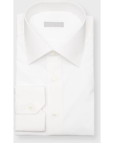Stefano Ricci Solid Barrel-cuff Dress Shirt - White