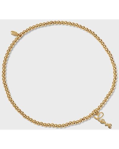 Sydney Evan 2mm Gold Bead Bracelet With Pure Love Charm - Natural
