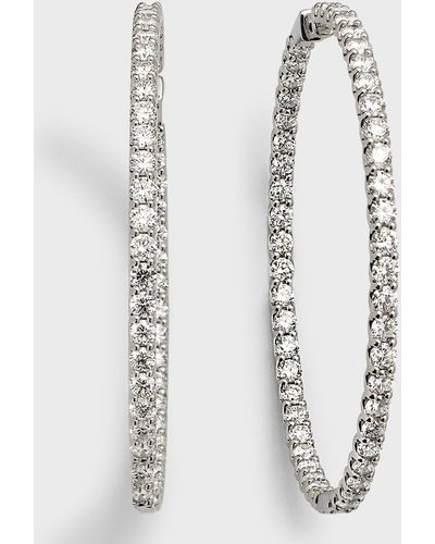 Neiman Marcus Lab Grown Diamond 18K Round Hoop Earrings, 2.5"L, 12.5Tcw - White