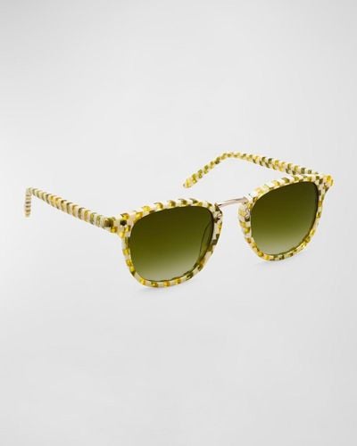 Krewe Franklin Acetate & Metal Round Sunglasses - Green