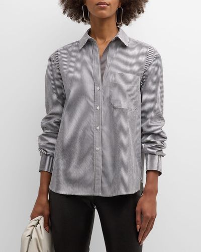 Brochu Walker Everyday Topstitch Button-Down Shirt - Gray