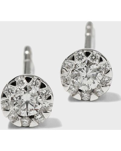 Memoire 18k White Gold Diamond Bouquet Stud Earrings - Metallic