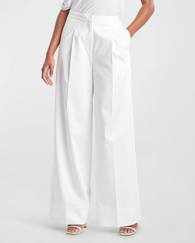Natori Wide-leg Cotton Chino Pants - White