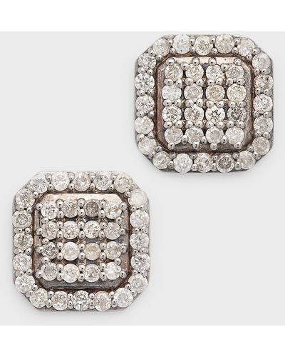 Sheryl Lowe Mini Shield Diamond Pave Stud Earrings - White