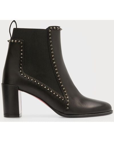 Christian Louboutin Outline Spikes Sole Chelsea Booties - Black
