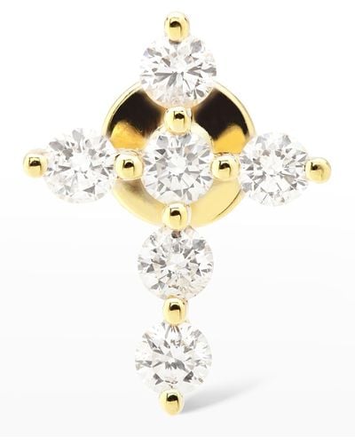 PERSÉE Six Diamond Cross Stud Earring, Single - Metallic