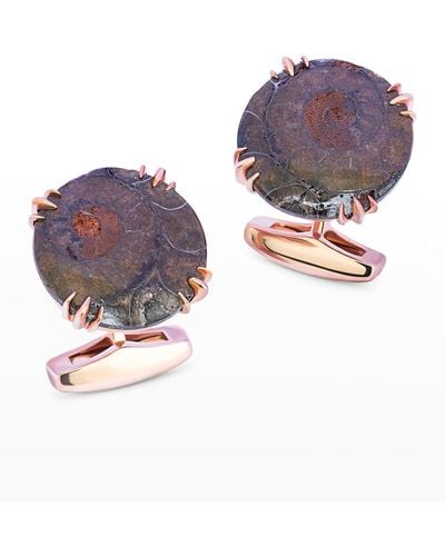 Tateossian Ammonite Fossil Cufflinks - Purple