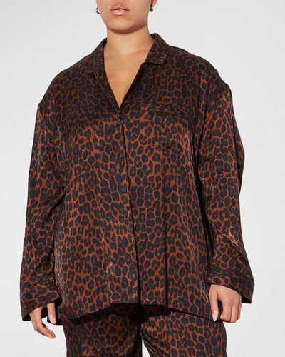 Mara Hoffman Iris Leopard-Print Button-Front Shirt - Brown