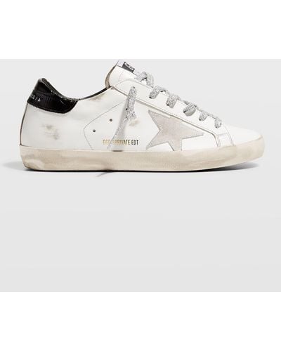 Golden Goose Superstar Leather Glitter Low-Top Sneakers - White