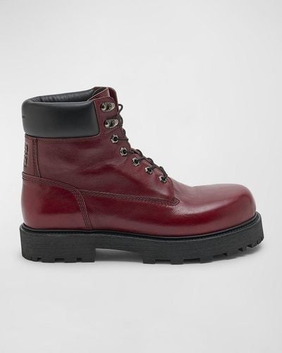 Givenchy Show Leather Lace-Up Boots - Red