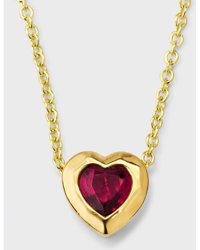 Ippolita 18k Rock Candy Caramella Heart Pendant In Rubellite, 16-18"lches - Pink