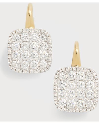 Frederic Sage Yellow And White Gold Firenze Ii Diamond Cushion Polished Earrings - Metallic