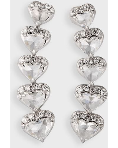 64 Facets 18k White Gold Diamond Heart Ear Crawlers