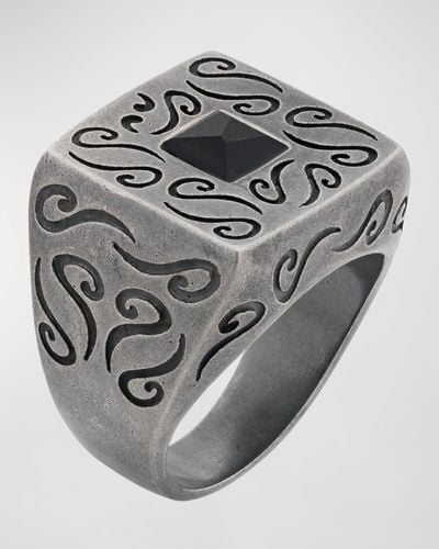 Marco Dal Maso Ara Square Engraved Ring - Metallic