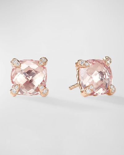 David Yurman Chatelaine Stud Earrings With And Diamonds - Pink