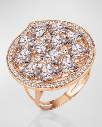 Hueb 18K Mirage Rose Ring With Diamonds And Rose Morganite - White