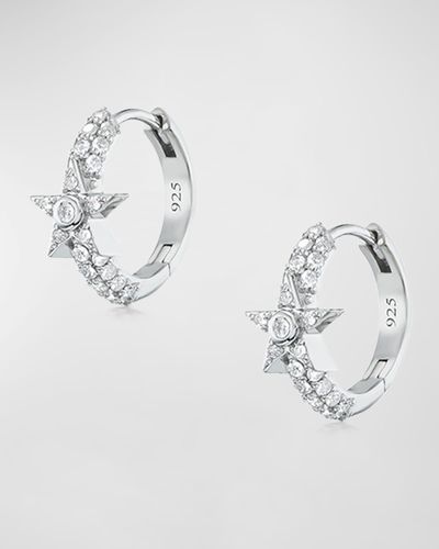 Sheryl Lowe Star 3-row Diamond Huggie Earrings - Metallic