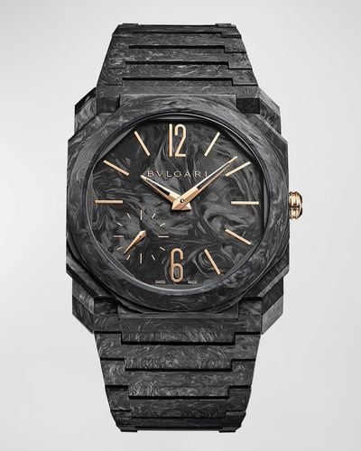 BVLGARI 40Mm Octo Finissimo Carbon And 18K Rose Watch - Gray