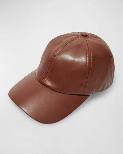 Lele Sadoughi Faux Leather Baseball Hat - Brown
