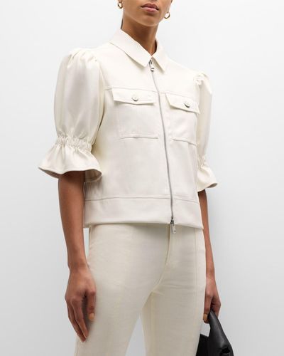 Cinq À Sept Holly Cropped Vegan Leather Jacket - White