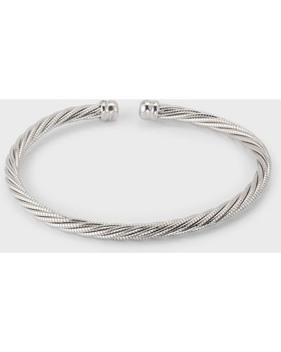 Jan Leslie Adjustable Sterling Silver And Stainless Steel Twisted Cable Cuff Bracelet - Metallic