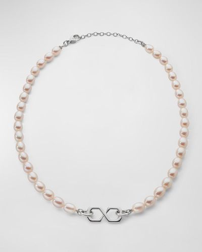 Monica Rich Kosann Sterling The Symbol Pearl Infinity Necklace - Natural