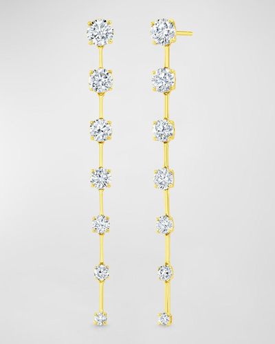 Rahaminov Diamonds 18k Yellow Gold Graduated Round Diamond Dangle Bar Earrings - White