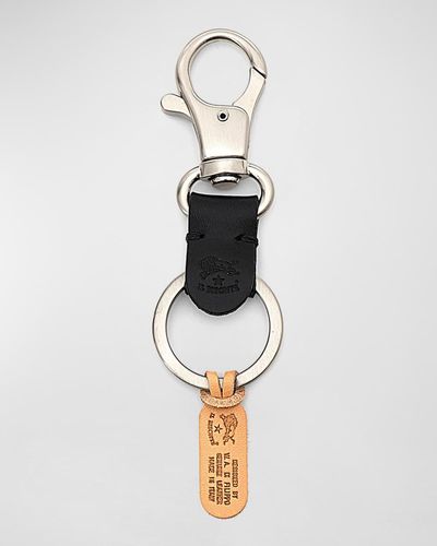 Il Bisonte Double Leather Keyring - White