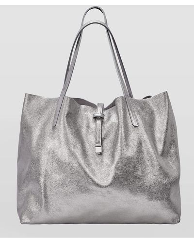 Gigi New York Luna Metallic Mixed Leather Reversible Tote Bag - Gray