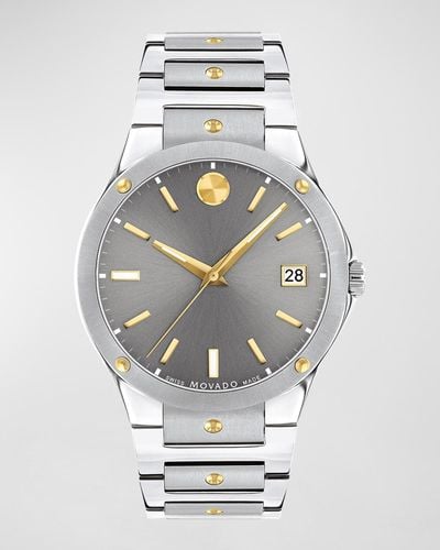 Movado 41mm Se Steel Bracelet Watch W/ Yellow Gold - Gray