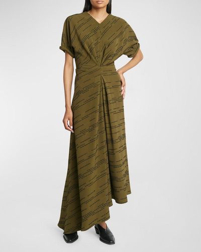 Proenza Schouler Vivienne Inverted Asymmetric Midi Dress - Green