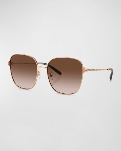 Tory Burch Twisted Gradient Metal Square Sunglasses - Brown