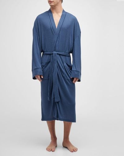 Majestic International Soho Rib-Knit Kimono Robe - Blue
