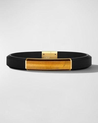David Yurman Streamline Id Rubber Bracelet With 18k Gold, 10mm - Metallic
