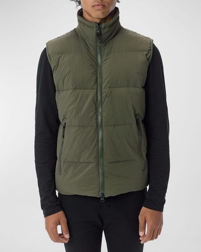 The Very Warm Quilted Funnel-Neck Vest - Green