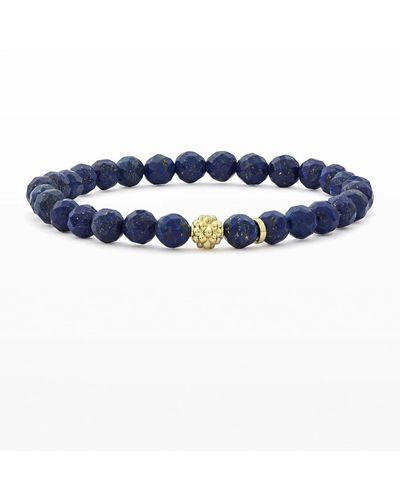 Lagos Caviar Icon Beaded Stretch Bracelet - Blue