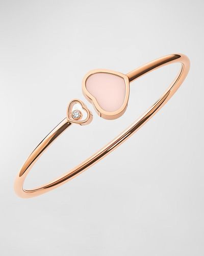 Chopard Happy Hearts 18k Rose Gold Pink Opal & Diamond Bracelet, Size Medium - Natural