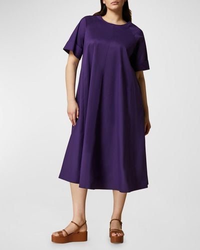 Marina Rinaldi Plus Size Biagio Cotton Poplin Midi Dress - Purple
