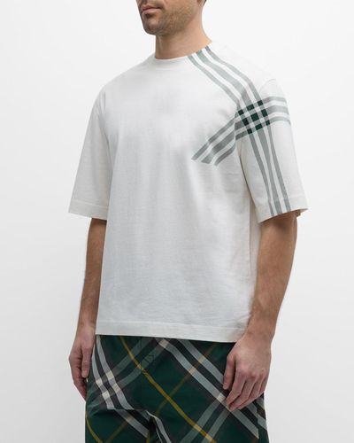 Burberry T-Shirt With Shoulder Plaid - Gray