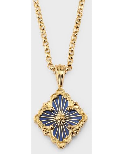 Buccellati Opera Tulle Pendant Necklace In Blue And 18k Yellow Gold, - Metallic