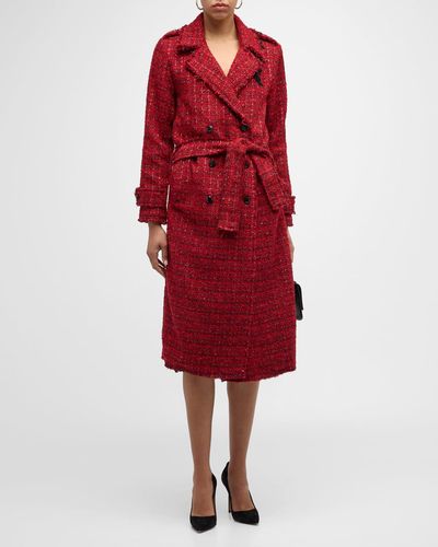 Le Superbe Belle De Jour Tweed Trench Coat - Red