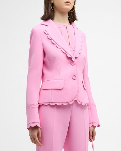 Maison Common Scalloped Single-Breasted Cotton Jacket - Pink