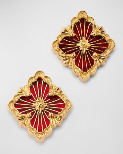 Buccellati Opera Tulle Button Earrings With Enamel, Small - Multicolor