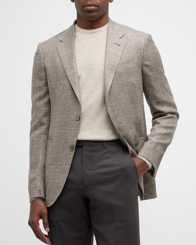 ZEGNA Prince Of Wales Single-Breasted Sport Coat - Gray